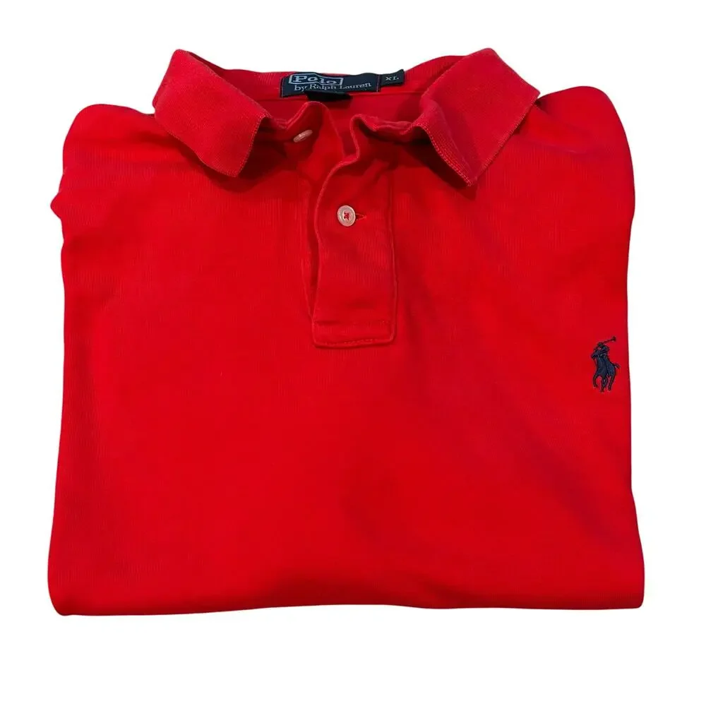 Vintage Polo Ralph Lauren Red Short Sleeve Cotton Polo Men's XL